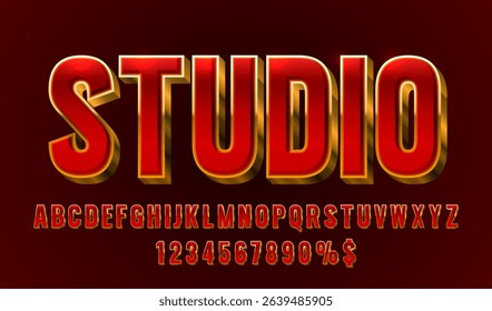 Studio font set collection, letters and numbers symbol. Vector illustration