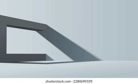 Studio with geometric shape and shadow from it. Minimalistic background design for branding of products.