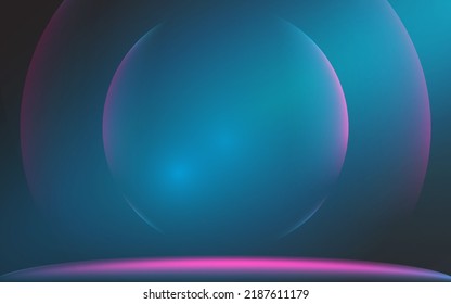 Studio graphic background with neon glowing Vector illustration