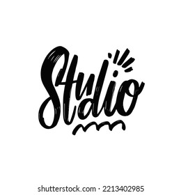 Studio hand drawn calligraphy text. Modern lettering phrase. Vector illustration.