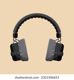 Studio headphones with large ear cushions and padded headband. Icon, symbol. Vector illustration