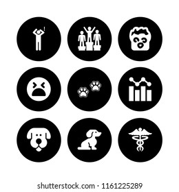 studio icon. 9 studio set with podium, graphic, pets and desperate vector icons for web and mobile app