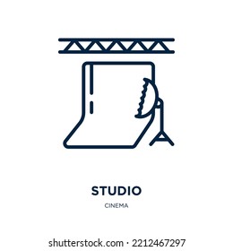 studio icon from cinema collection. Thin linear studio, button, equipment outline icon isolated on white background. Line vector studio sign, symbol for web and mobile