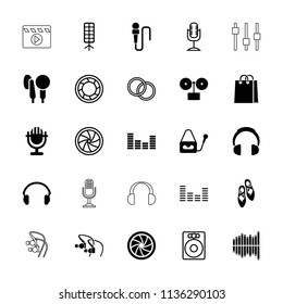 Studio icon. collection of 25 studio filled and outline icons such as gramophone, microphone, equalizer, earphones, camera shutter. editable studio icons for web and mobile.