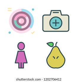 studio icon set. vector set about woman, graphics, pear and photo camera icons set.