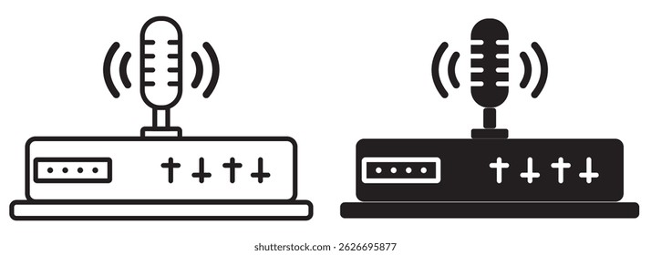 Studiosymbole in Weiß und Schwarz. Kann für Druck, Mobile und Web verwendet werden. Vektorgrafik.