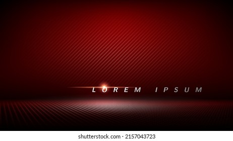 Studio interior with carbon fiber texture. Modern carbon fiber textured red black interior with light. Background for mounting, product placement. Vector background, template, mockup svg