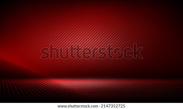 Studio\
interior with carbon fiber texture. Modern carbon fiber textured\
red black interior with light. Background for mounting, product\
placement. Vector background, template,\
mockup