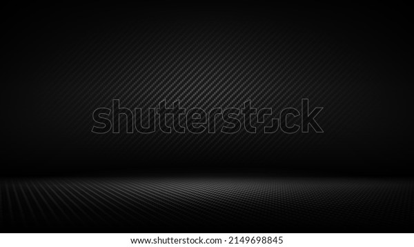 Studio\
interior with carbon fiber texture. Modern carbon fiber textured\
black interior with light. Background for mounting, product\
placement. Vector background, template,\
mockup
