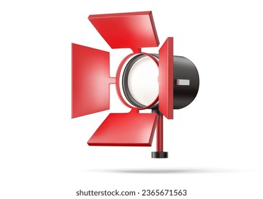 Studio Light Cinema Equipment with Red Barn Doors Icon. Film Festival or Photo Symbol Concept. Filmmaking and Video Production Industry Tool isolated. Vector illustration