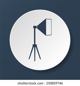 studio light icon, isolated, white on the blue background. Exclusive Symbols