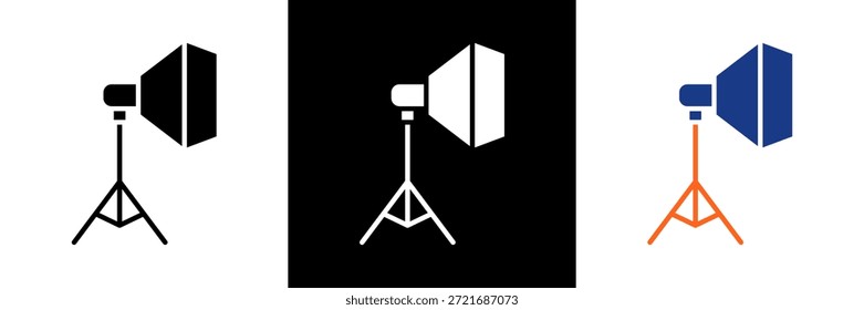 Studio Light Icon Set Glyph Vector Illustration