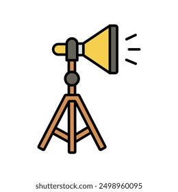 Studio-Lichtsymbol mit weißem Hintergrund, Vektorgrafik