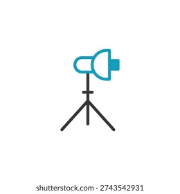Studio light on tripod vector icon. Modern vector illustration of a studio light on a tripod.