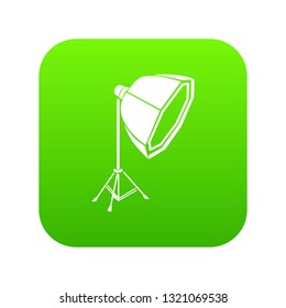Studio light in softbox icon green vector isolated on white background