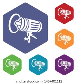 Studio lighting equipment icon in simple style on a white background