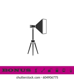 Studio lighting icon flat. Black pictogram on white background. Vector illustration symbol and bonus button