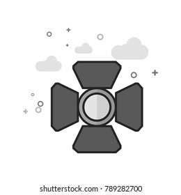 Studio lighting icon in flat outlined grayscale style. Vector illustration.