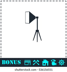 Studio lighting icon flat. Simple vector symbol and bonus icon
