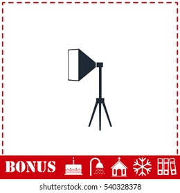Studio lighting icon flat. Simple vector symbol and bonus icon