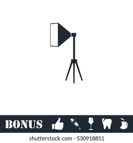 Studio lighting icon flat. Vector illustration symbol and bonus pictogram