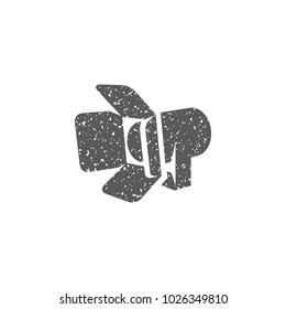 Studio lighting icon in grunge texture. Vintage style vector illustration.