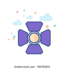 Studio lighting icon in outlined flat color style. Vector illustration.