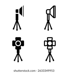 studio lighting icon set. flat illustration of vector icon on white background
