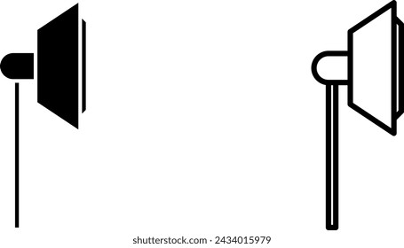 studio lighting icon, sign, or symbol in glyph and line style isolated on transparent background. Vector illustration