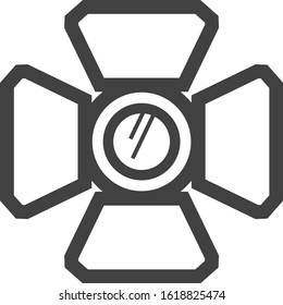 Studio lighting icon in thick outline style. Black and white monochrome vector illustration.