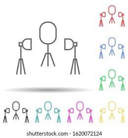 studio lighting multi color style icon. Simple thin line, outline vector of spotlight icons for ui and ux, website or mobile application