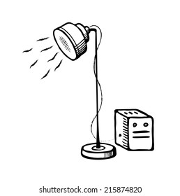 Studio lighting. Vector sketch illustration on white background