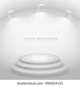 studio lights on stage podium