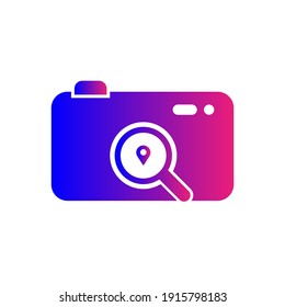 Studio location, camera pin, photography address and location icon. Photo studio map location icon.