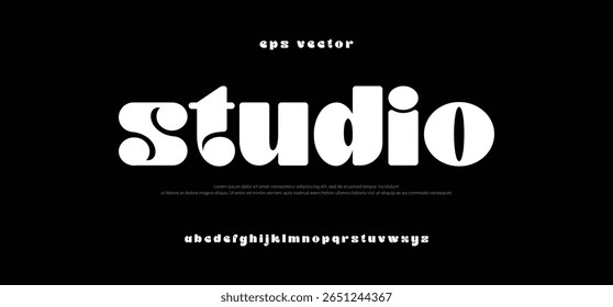 Studio logo modern digital letter alphabets. Typography minimalist urban sans serif digital fashion future creative logos fonts. vector illustration