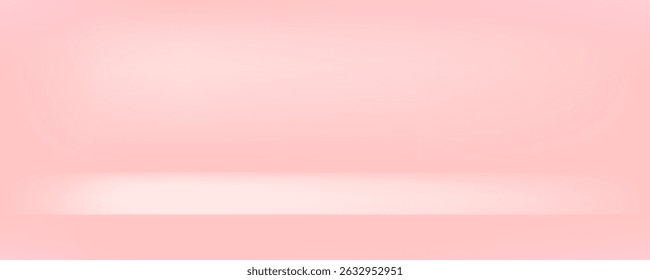 Fundo de textura rosa fosco de estúdio. Sala de produtos de parede neutra. Mínima cena da mesa pastel. Estágio de mesa vazio para apresentação de beleza. Ilustração de gradiente de vetor. Modelo de faixa.