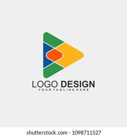 Studio media logo design.	Play colorfull icon design