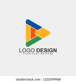 Studio media logo design.	Play colorfull icon design.