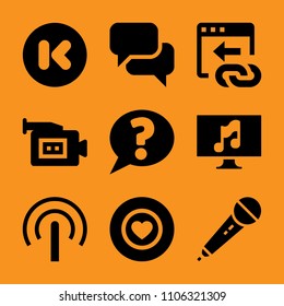 studio, messaging, decoration, up, conversation and wave icon vector set. Flat vector design with filled icons. Designed for web and software interfaces