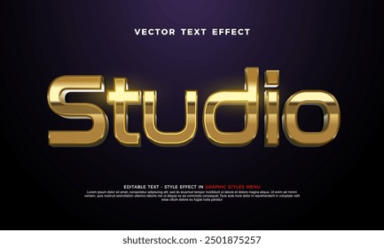 Studio Metall Text Stil Effekt, Bearbeitbare 3D-Stil Text Titel