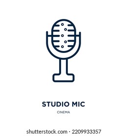 Studio Mic Icon From Cinema Collection. Thin Linear Studio Mic, Studio, Mic Outline Icon Isolated On White Background. Line Vector Studio Mic Sign, Symbol For Web And Mobile