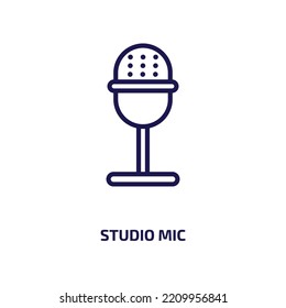 Studio Mic Icon From Cinema Collection. Thin Linear Studio Mic, Studio, Sound Outline Icon Isolated On White Background. Line Vector Studio Mic Sign, Symbol For Web And Mobile