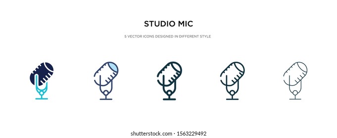 studio mic icon in different style vector illustration. two colored and black studio mic vector icons designed in filled, outline, line and stroke style can be used for web, mobile, ui