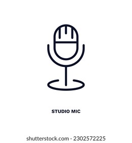 studio mic icon. Thin line studio mic icon from cinema and theater collection. Outline vector isolated on white background. Editable studio mic symbol can be used web and mobile