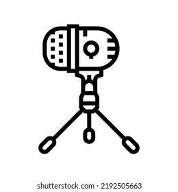 Studio Mic Microphone Line Icon Vector. Studio Mic Microphone Sign. Isolated Contour Symbol Black Illustration