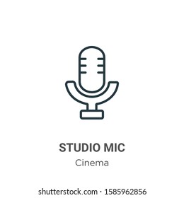 Studio mic outline vector icon. Thin line black studio mic icon, flat vector simple element illustration from editable cinema concept isolated on white background