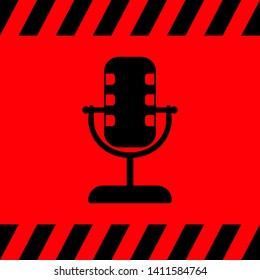 Studio microphone black on a red background, vector illustration for design.