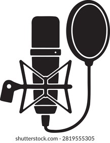 Studio microphone with circular pop filter screen