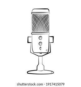 studio microphone hand draw icon isolated on white background. Vector