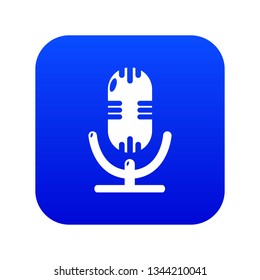 Studio microphone icon blue vector isolated on white background
